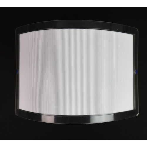 262 - SET OF FIVE 1970s ITALIAN WALL LIGHTS BY LUCE PLAN WITH WHITE RIBBED AND CLEAR PERSPEX SHADES. 21cm ... 