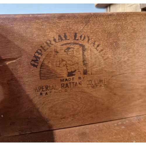 268 - DINING SUITE BY IMPERIAL RATTAN CO LTD ONTARIO (6). solid Canadian maple comprising  table, 76cm H x... 