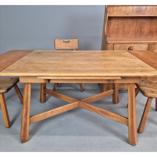 268 - DINING SUITE BY IMPERIAL RATTAN CO LTD ONTARIO (6). solid Canadian maple comprising  table, 76cm H x... 