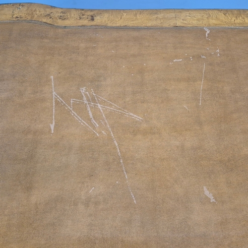 269 - LOUIS XV STYLE BURR VENEERED AND BRASS MOUNTED BUREAU PLAT. tan leather top above three drawers, 82c... 