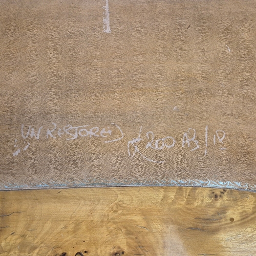 269 - LOUIS XV STYLE BURR VENEERED AND BRASS MOUNTED BUREAU PLAT. tan leather top above three drawers, 82c... 