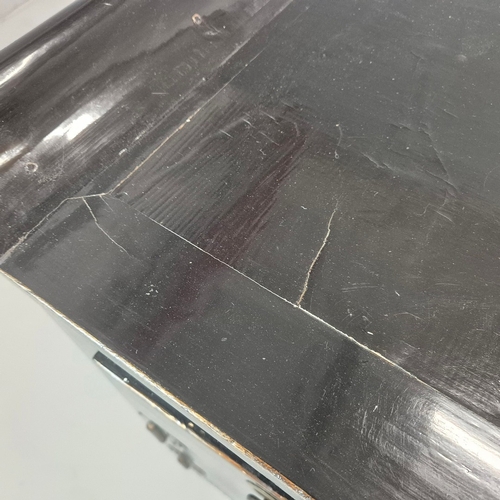 270 - CHINESE BLACK LACQUER SIDEBOARD. three drawers above four doors, 91cm H x 151cm W x 47cm D.