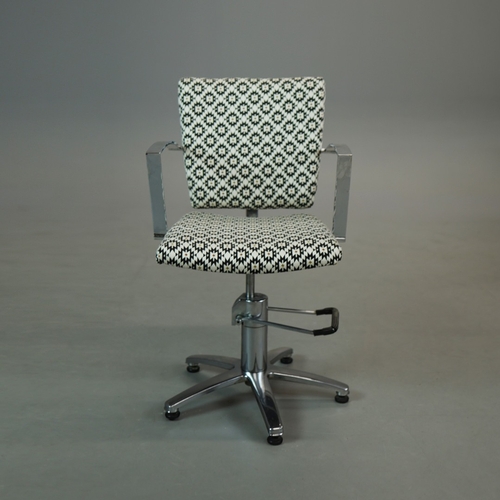273 - SWIVEL DESK CHAIR. aluminium in patterned fabric with height adjustable seat, 55cm W x 88cm-99cm H.