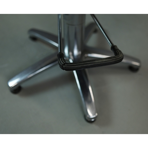 273 - SWIVEL DESK CHAIR. aluminium in patterned fabric with height adjustable seat, 55cm W x 88cm-99cm H.