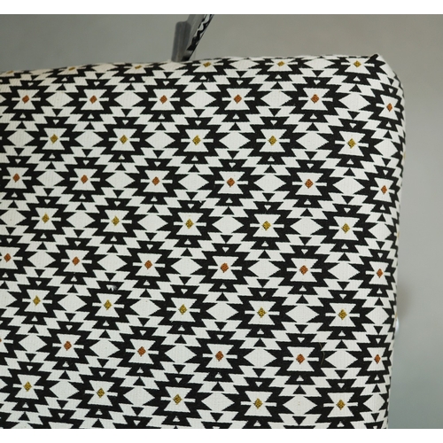 273 - SWIVEL DESK CHAIR. aluminium in patterned fabric with height adjustable seat, 55cm W x 88cm-99cm H.