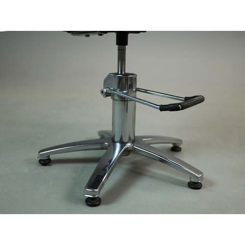 273 - SWIVEL DESK CHAIR. aluminium in patterned fabric with height adjustable seat, 55cm W x 88cm-99cm H.