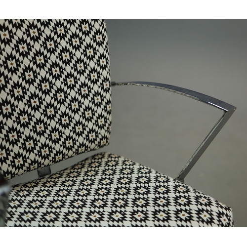 273 - SWIVEL DESK CHAIR. aluminium in patterned fabric with height adjustable seat, 55cm W x 88cm-99cm H.