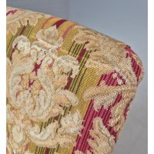 276 - LATE 19TH CENTURY FRENCH WALNUT BERGERE. brocade upholstery, 94cm H x 82cm W x 88cm D.