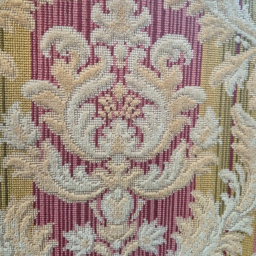 276 - LATE 19TH CENTURY FRENCH WALNUT BERGERE. brocade upholstery, 94cm H x 82cm W x 88cm D.
