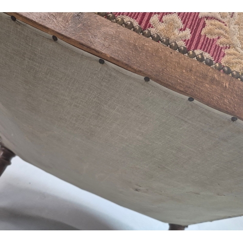 276 - LATE 19TH CENTURY FRENCH WALNUT BERGERE. brocade upholstery, 94cm H x 82cm W x 88cm D.