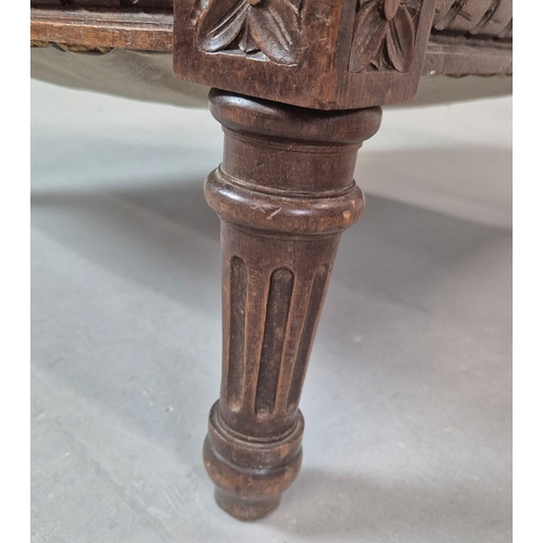 276 - LATE 19TH CENTURY FRENCH WALNUT BERGERE. brocade upholstery, 94cm H x 82cm W x 88cm D.