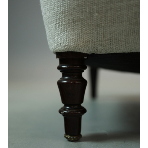 277 - NAPOLEON III ROSEWOOD BERGERE. taupe upholstery, 86cm H x 86cm W 87cm D.