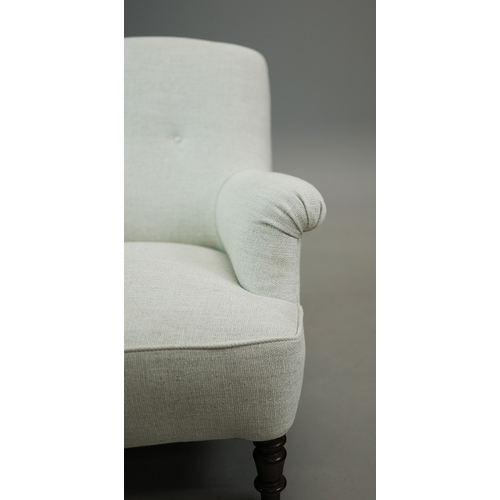 277 - NAPOLEON III ROSEWOOD BERGERE. taupe upholstery, 86cm H x 86cm W 87cm D.