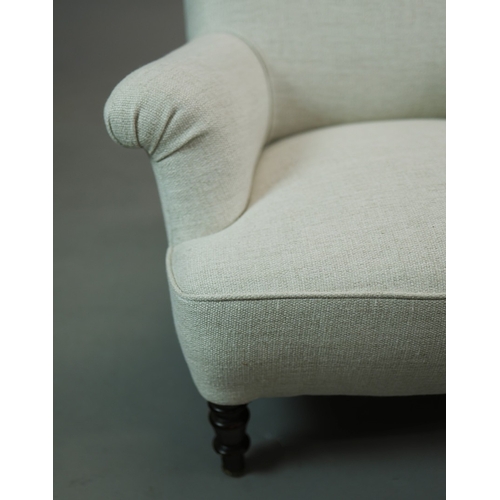 277 - NAPOLEON III ROSEWOOD BERGERE. taupe upholstery, 86cm H x 86cm W 87cm D.