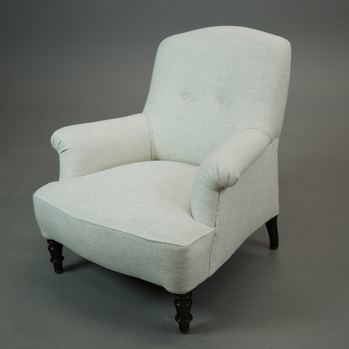 277 - NAPOLEON III ROSEWOOD BERGERE. taupe upholstery, 86cm H x 86cm W 87cm D.