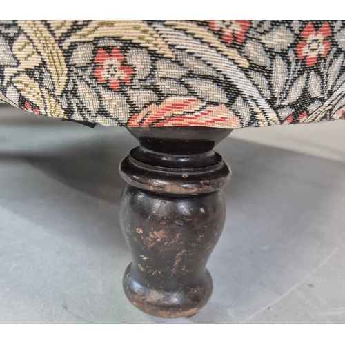 280 - PAIR OF 19TH CENTURY EBONISED ARMCHAIRS (2). William Morris pimpernel patterned fabric on steel cast... 