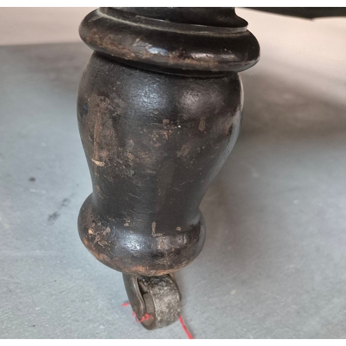 280 - PAIR OF 19TH CENTURY EBONISED ARMCHAIRS (2). William Morris pimpernel patterned fabric on steel cast... 