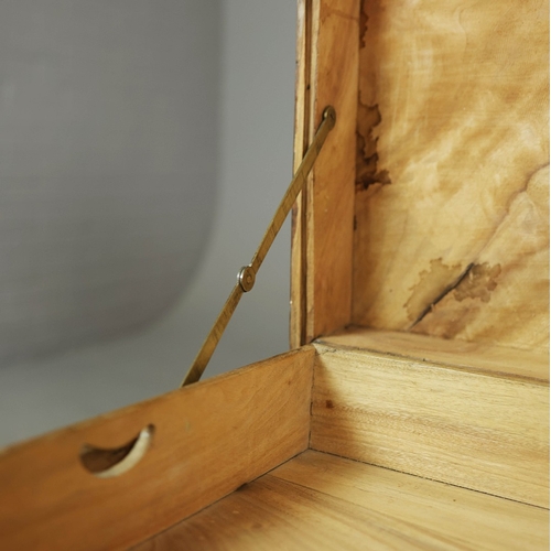 283 - 19TH CENTURY CHINESE EXPORT CAMPHORWOOD AND BRASS BOUND TRUNK. with a pair of interior trays, 58cm H... 