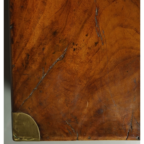 283 - 19TH CENTURY CHINESE EXPORT CAMPHORWOOD AND BRASS BOUND TRUNK. with a pair of interior trays, 58cm H... 