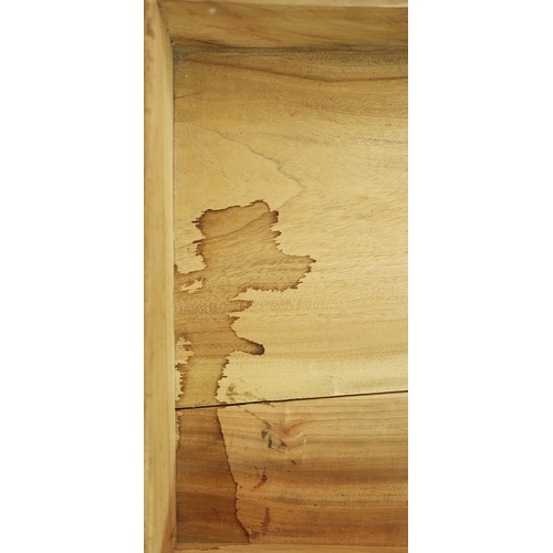 283 - 19TH CENTURY CHINESE EXPORT CAMPHORWOOD AND BRASS BOUND TRUNK. with a pair of interior trays, 58cm H... 