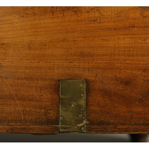 283 - 19TH CENTURY CHINESE EXPORT CAMPHORWOOD AND BRASS BOUND TRUNK. with a pair of interior trays, 58cm H... 