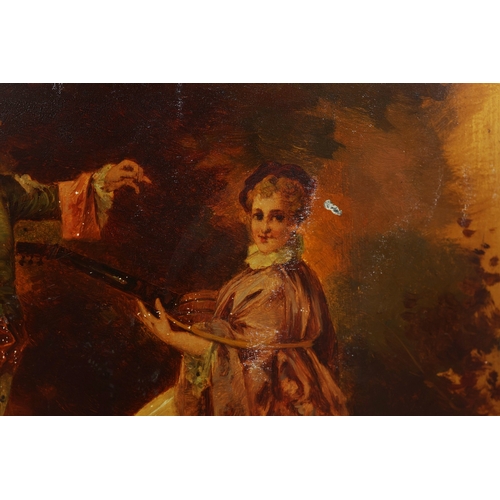 284 - FRENCH MAHOGANY, PAINTED AND GILT METAL MOUNTED VITRINE. circa 1900, with marble top and bowed glaze... 