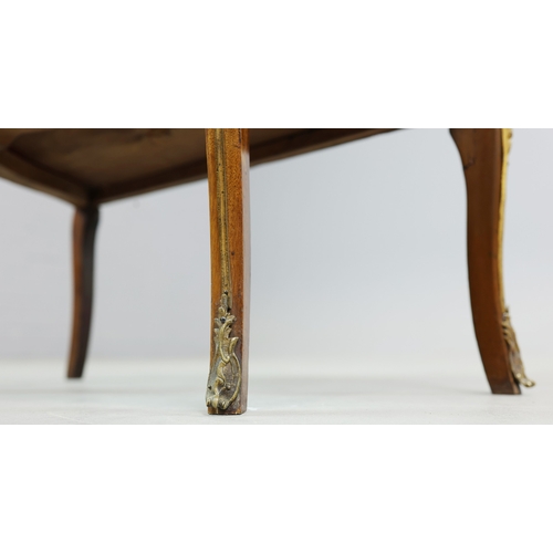 284 - FRENCH MAHOGANY, PAINTED AND GILT METAL MOUNTED VITRINE. circa 1900, with marble top and bowed glaze... 