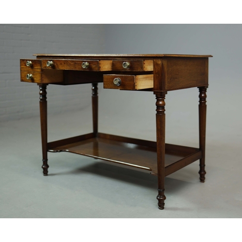 286 - GEORGE IV MAHOGANY DESK. four drawers, 76cm H x 91cm W x 55cm D.