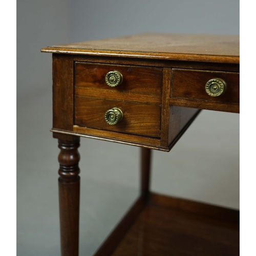 286 - GEORGE IV MAHOGANY DESK. four drawers, 76cm H x 91cm W x 55cm D.