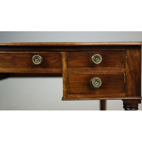 286 - GEORGE IV MAHOGANY DESK. four drawers, 76cm H x 91cm W x 55cm D.