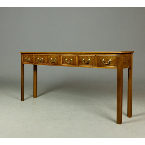 290 - GEORGIAN STYLE WALNUT HALL TABLE. With six drawers
77cm H x 168cm W x 32cm D.