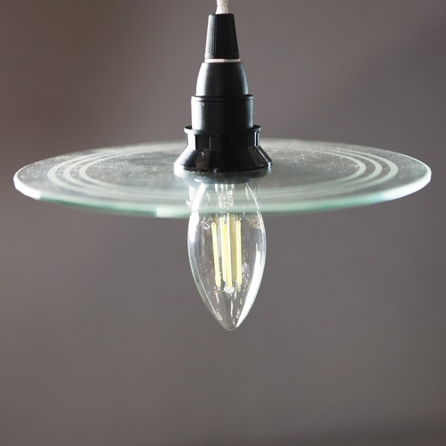 300 - SET OF FIVE ITALIAN PENDANT LIGHTS WITH CIRCULAR ETCHED GLASS SHADES. 73cm Height Adjustable Drop x ... 