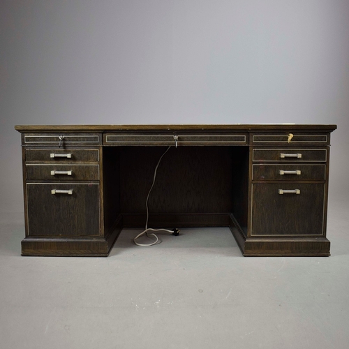 308 - DESK, BY ARCHER AND SMITH. executive style 90cm d x 183cm w.