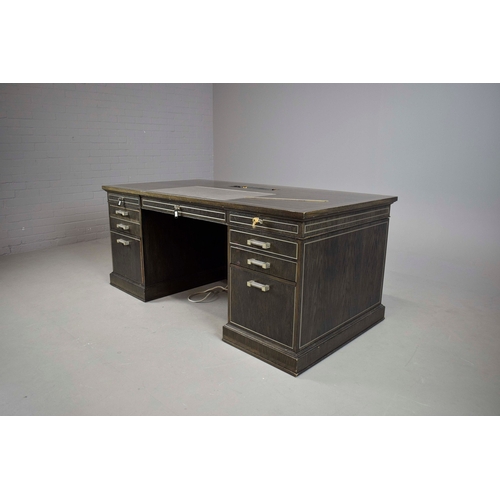 308 - DESK, BY ARCHER AND SMITH. executive style 90cm d x 183cm w.