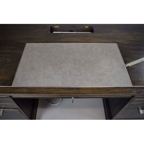 308 - DESK, BY ARCHER AND SMITH. executive style 90cm d x 183cm w.