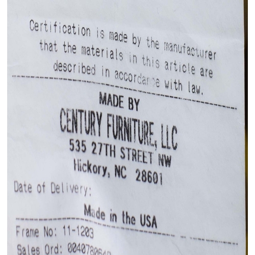 309 - CENTURY FURNITURE ARMCHAIRS, A PAIR. foliate patterned upholstery, 90cm W approx. (2).