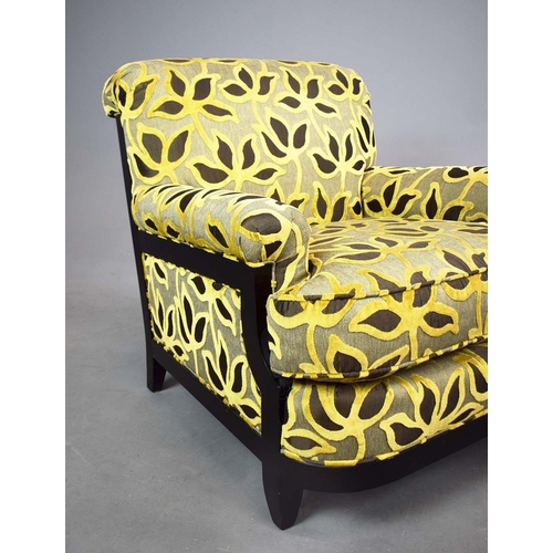 309 - CENTURY FURNITURE ARMCHAIRS, A PAIR. foliate patterned upholstery, 90cm W approx. (2).