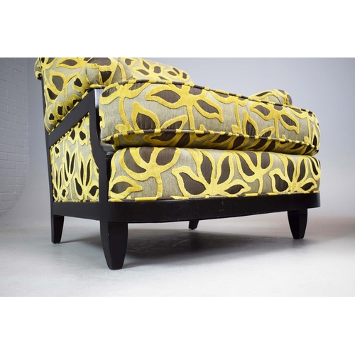 309 - CENTURY FURNITURE ARMCHAIRS, A PAIR. foliate patterned upholstery, 90cm W approx. (2).