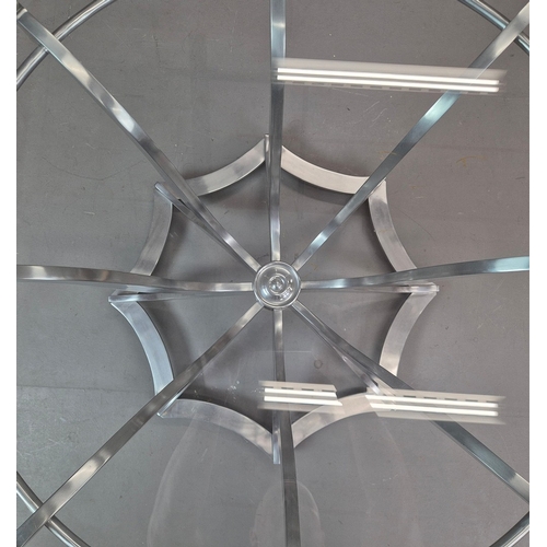 311 - SIDE TABLE. metal base with matched glass top.