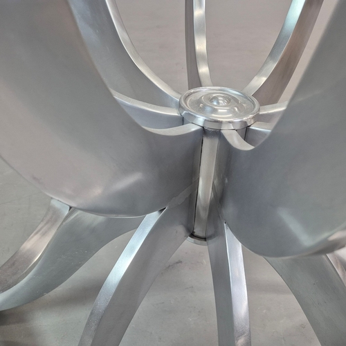 311 - SIDE TABLE. metal base with matched glass top.