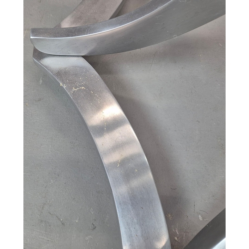 311 - SIDE TABLE. metal base with matched glass top.