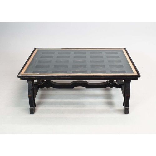 312 - COFFEE TABLE. with glass top, W 154cm X D 100cm X H 55cm.