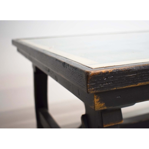 312 - COFFEE TABLE. with glass top, W 154cm X D 100cm X H 55cm.
