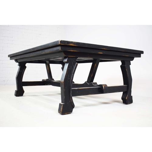 312 - COFFEE TABLE. with glass top, W 154cm X D 100cm X H 55cm.