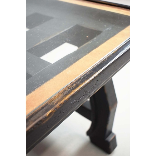 312 - COFFEE TABLE. with glass top, W 154cm X D 100cm X H 55cm.