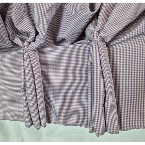 313 - CURTAINS, TWO PAIRS, DARK LILAC. micro check, lined, bought at the Savoy Hotel auction 12/12/2024 ea... 
