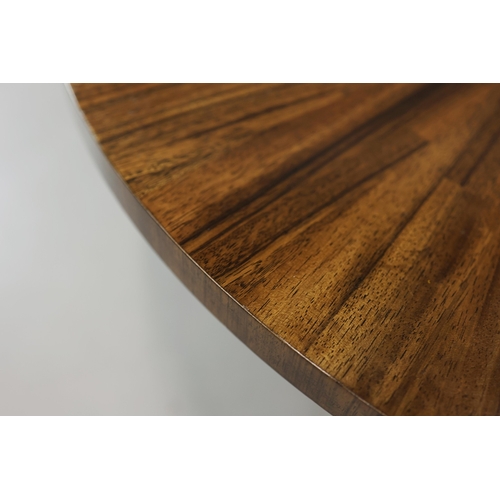 314 - CIRCULAR COFFEE TABLES (2). a nesting pair, with circular wooden parquetry tops on metal supports, t... 