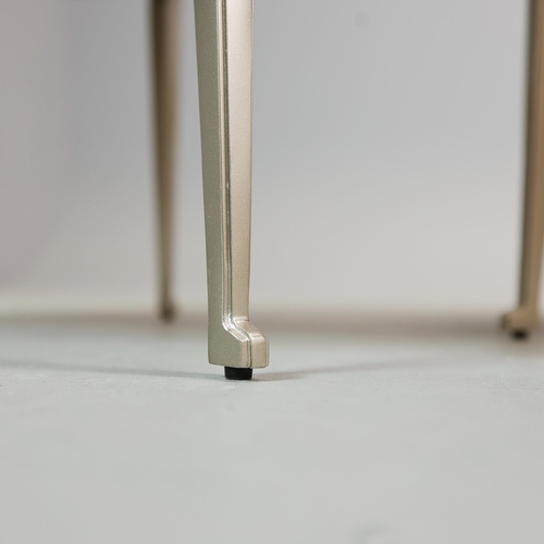 314 - CIRCULAR COFFEE TABLES (2). a nesting pair, with circular wooden parquetry tops on metal supports, t... 