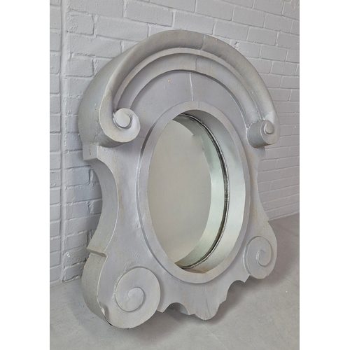 316 - OUTDOOR ZINC WALL MIRROR. in the form of a Belgium window 87cm w x 120cm t.