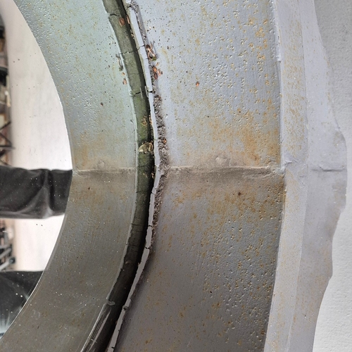 316 - OUTDOOR ZINC WALL MIRROR. in the form of a Belgium window 87cm w x 120cm t.